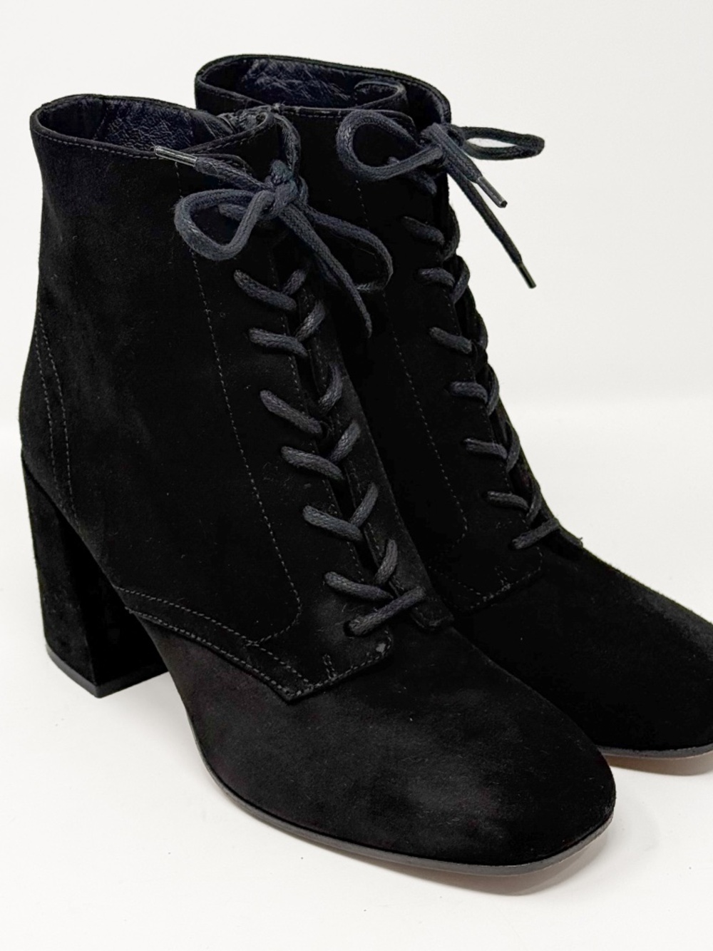Vince Black Suede Lace Up Ankle Boots